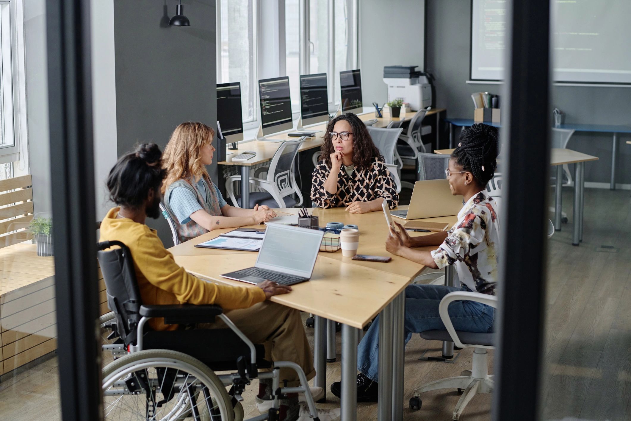 Business professionals meeting in a modern office